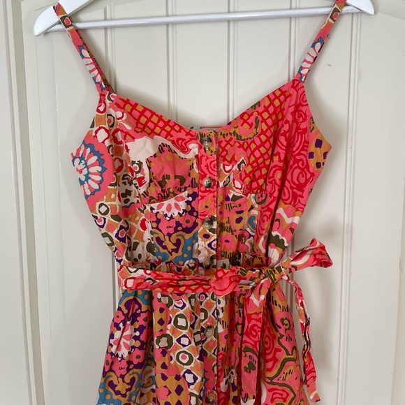 J. Crew Button Front Cotton Poplin Sundress, size 0, abstract floral - Picture 6 of 10